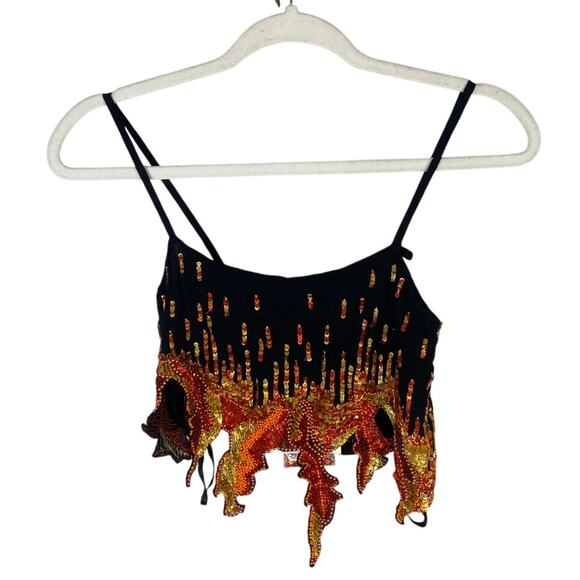Giuseppe di Morabito Sequin Fire Flames Crop Top Party Edgy Made in Italy Sz 2 - Picture 3 of 9